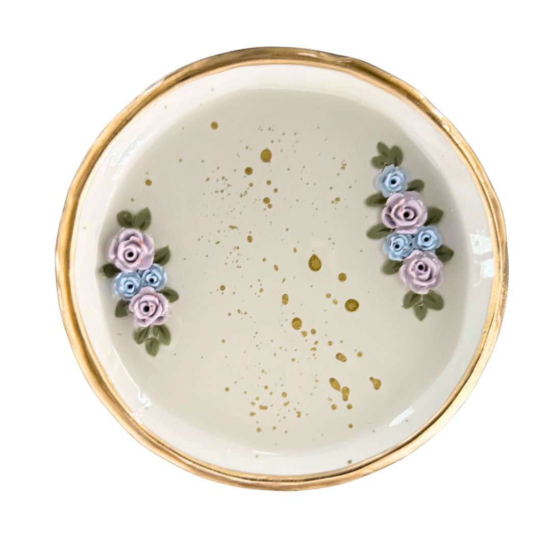 Roses - Ring Dish - Purple Blue roses