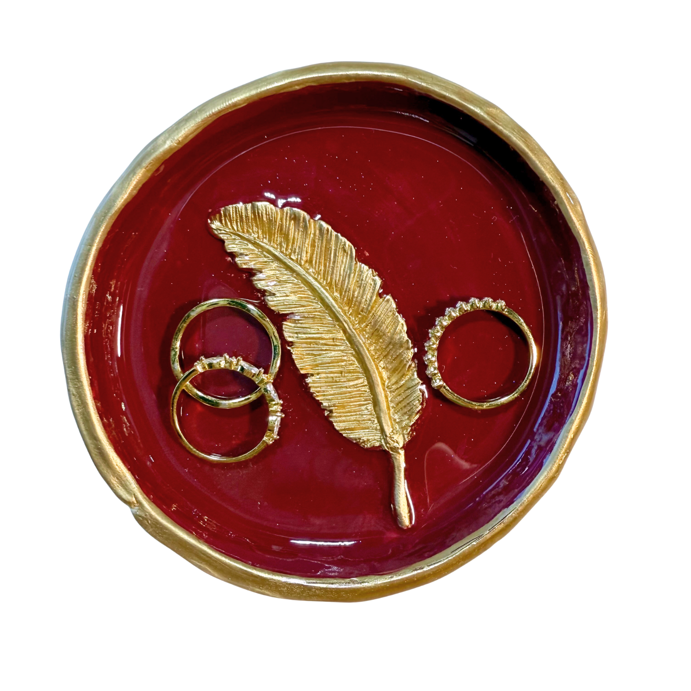Gold Feather Ring Dish