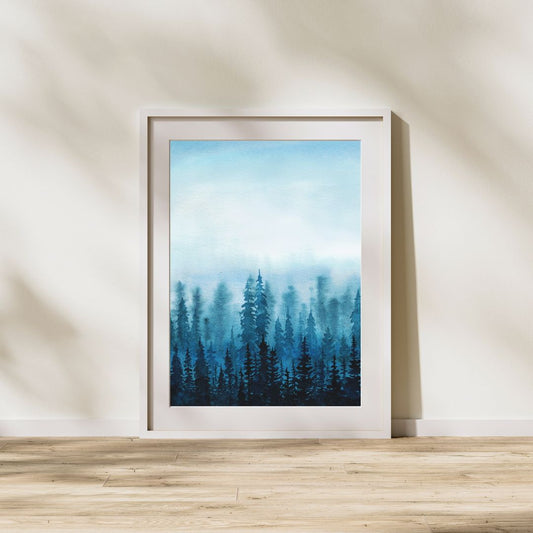 Misty Forest - Watercolor Painting - 8x10 inches - Art Print - Digital Download