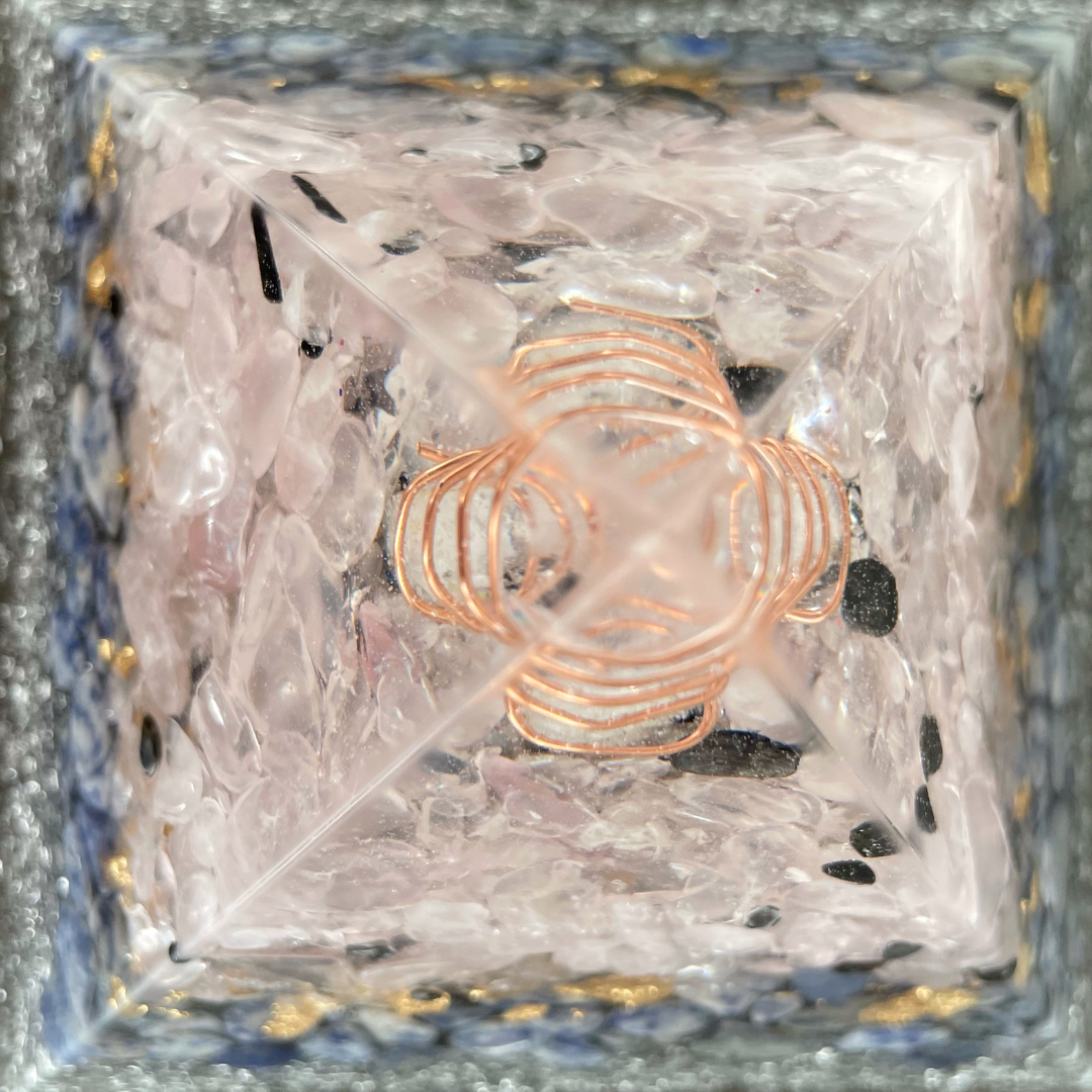 Gemstone Orgone Pyramid - Rose Quartz, Sodalite and Clear Quartz