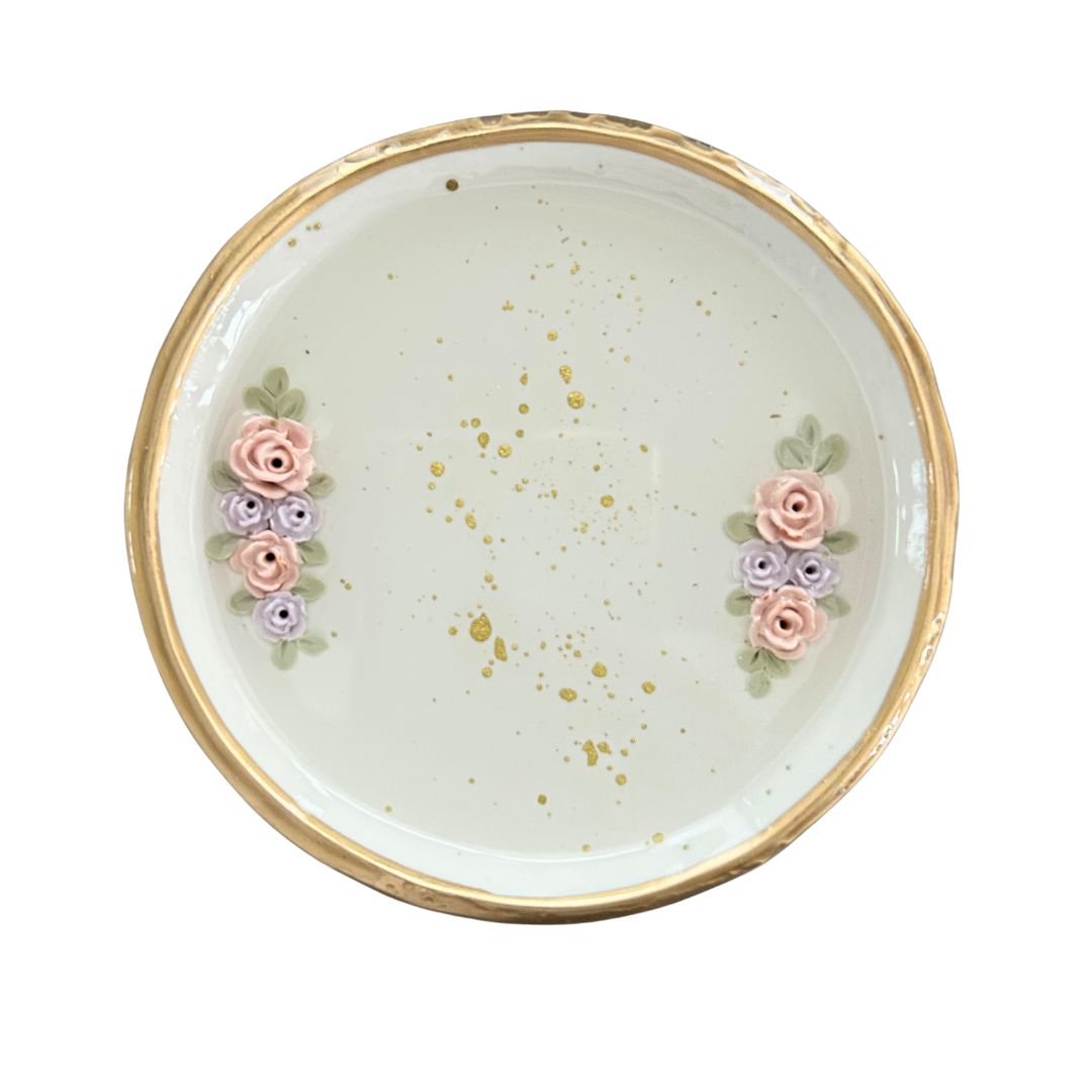 Roses - Ring Dish - Pink Purple roses