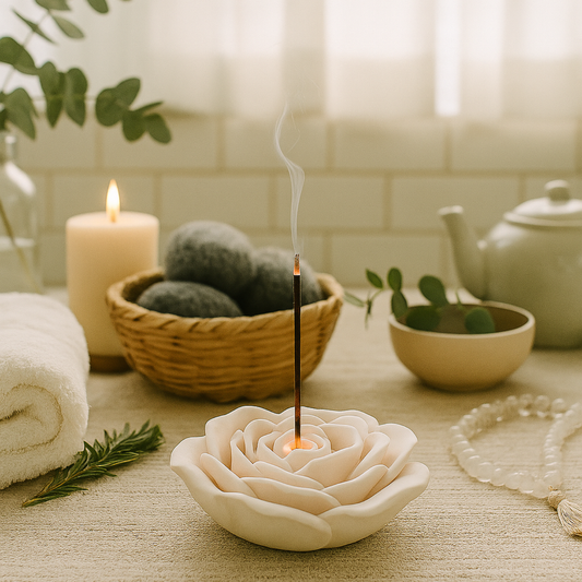 Rose Incense Holder - WHITE (MADE TO ORDER)