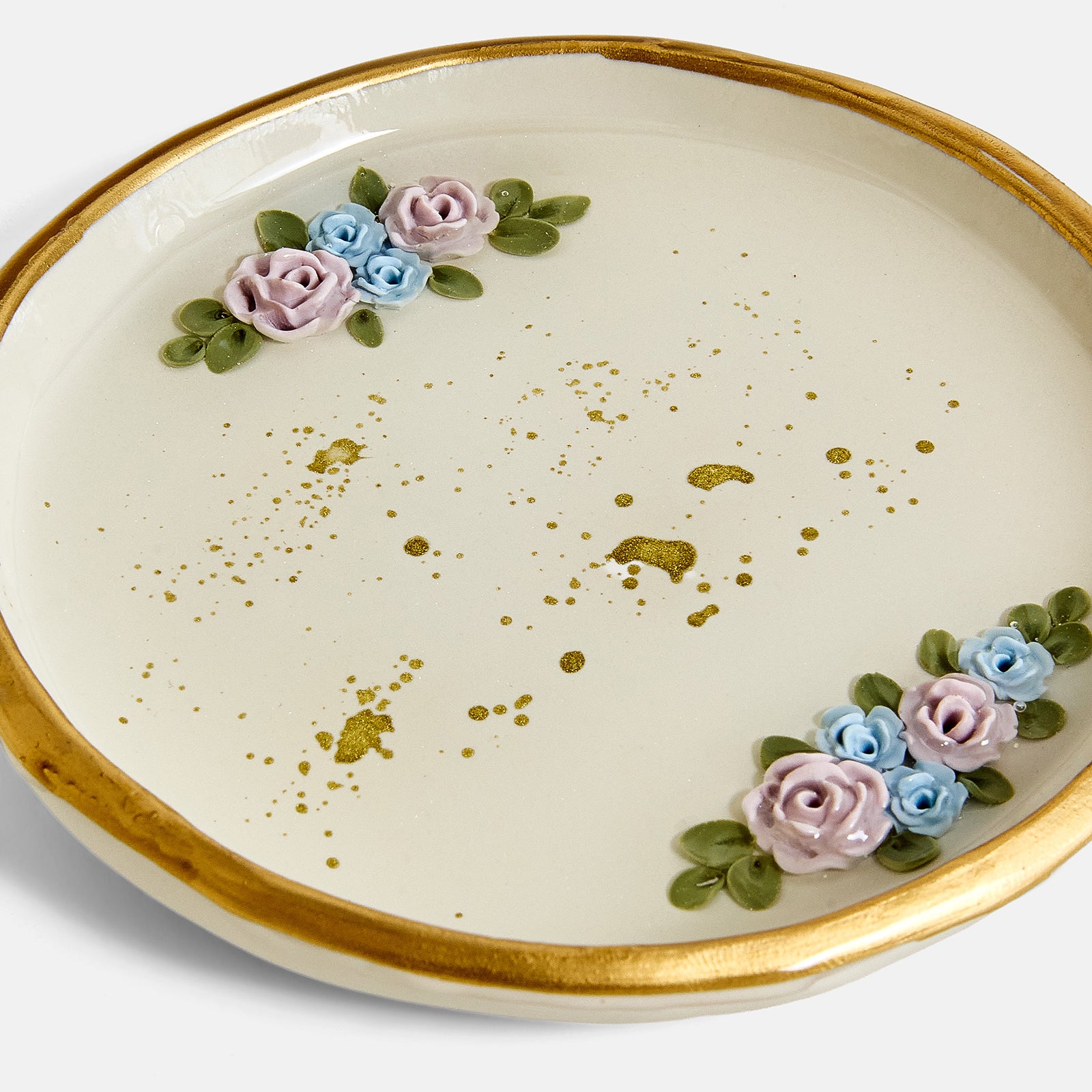 Roses - Ring Dish - Purple Blue roses