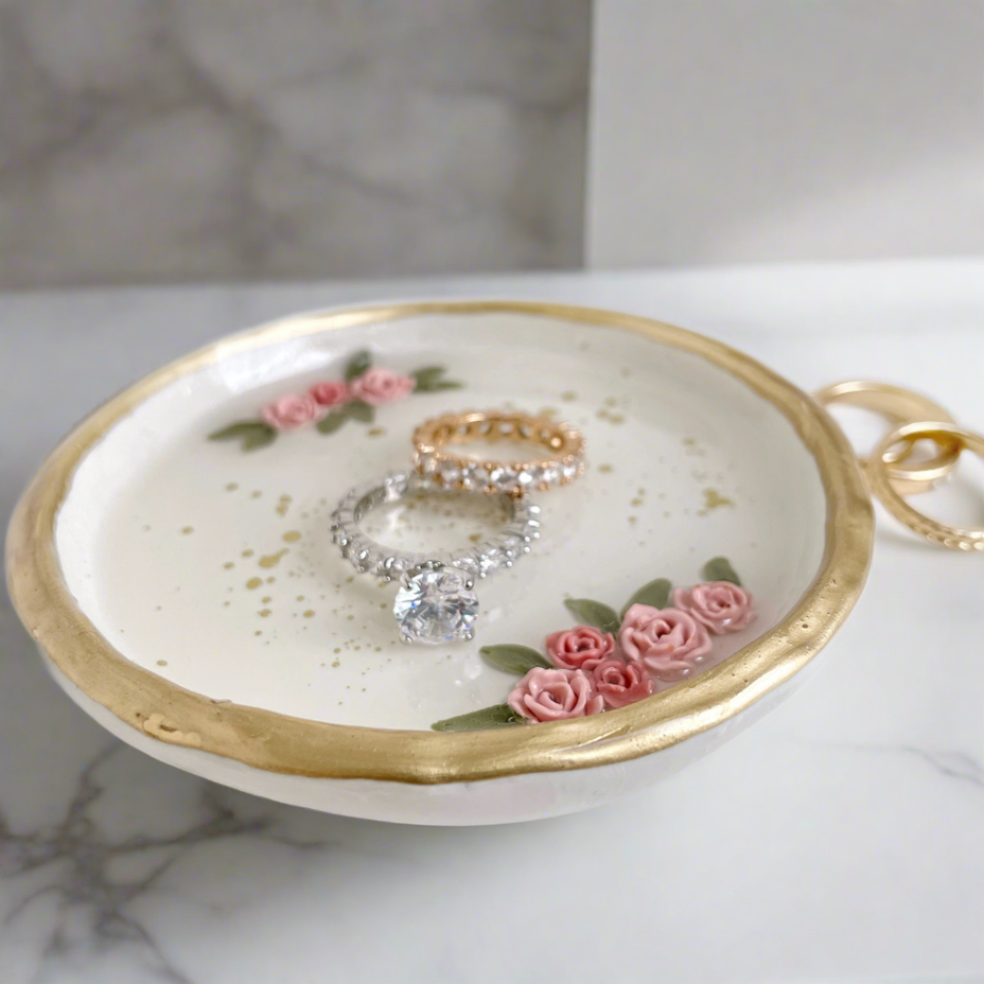 Flower ring holder gift for her rose