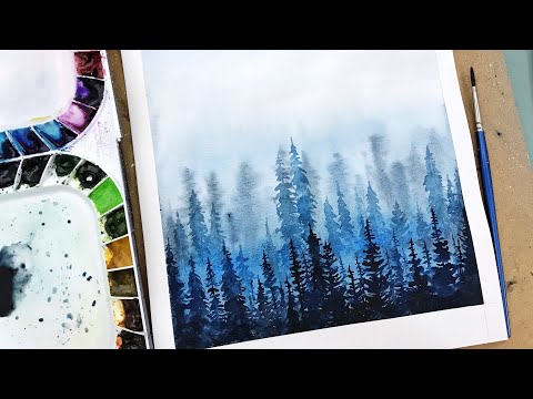 Painting a Misty Forest in watercolour YFL Art