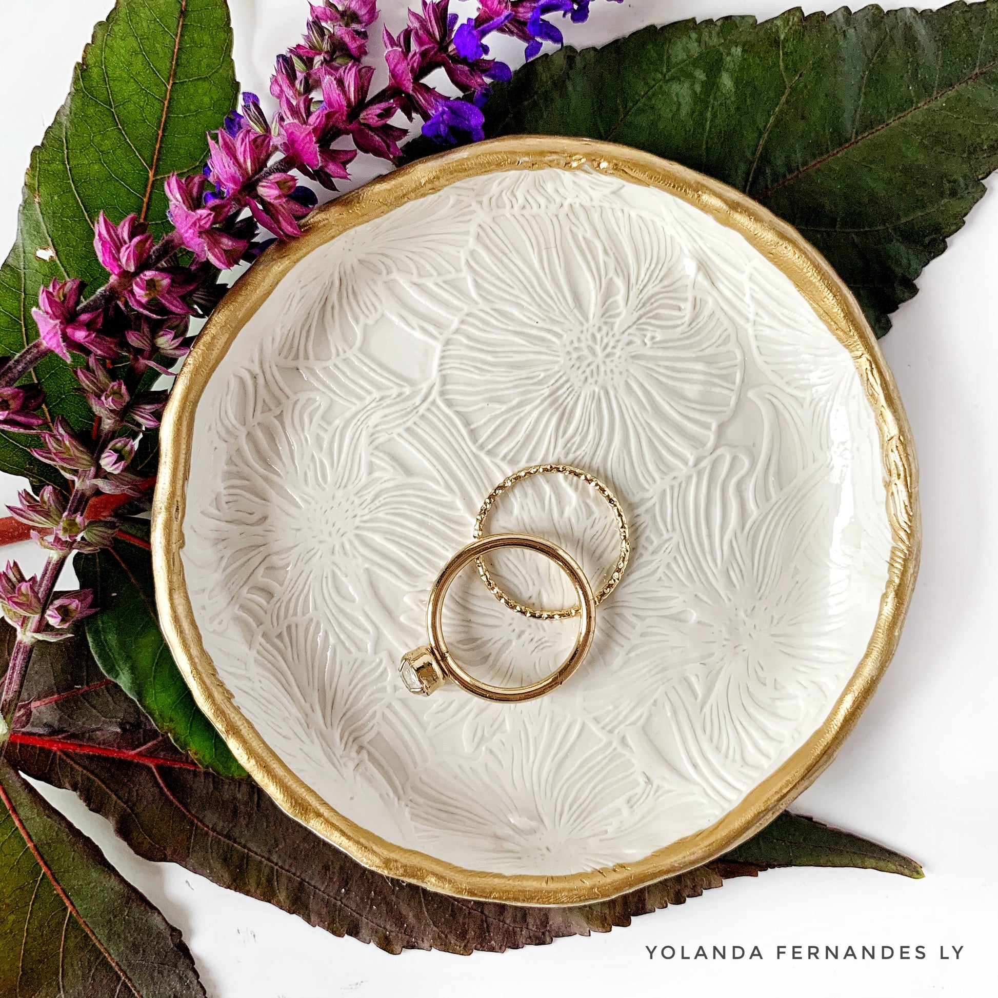 Floral Jewelry Dish | Ring Dish | Trinket Dish| Wedding Gift | Engagement Gift | Anniversary Gift | Bridal Shower | Housewarming | Gift for Her | Mother’s Day