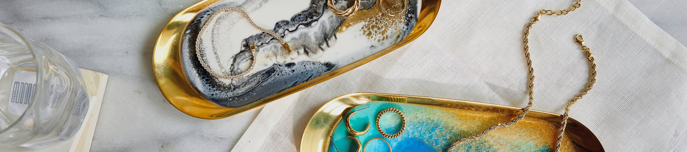 Jewelry tray brass silver black