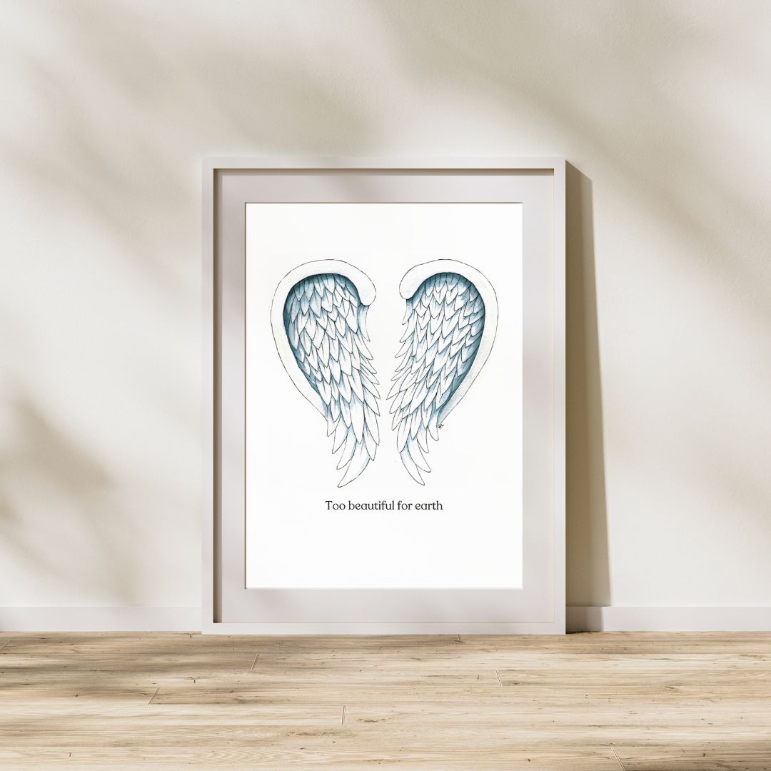 Angel Wings- Too Beautiful for Earth - Miscarriage Memorial - Pregnancy Loss- Digital Downloads