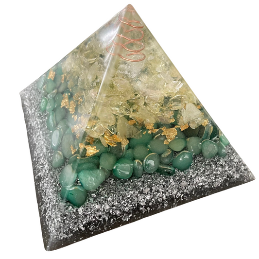 Gemstone Orgone Pyramid -  Citrine, Aventurine and Clear Quartz