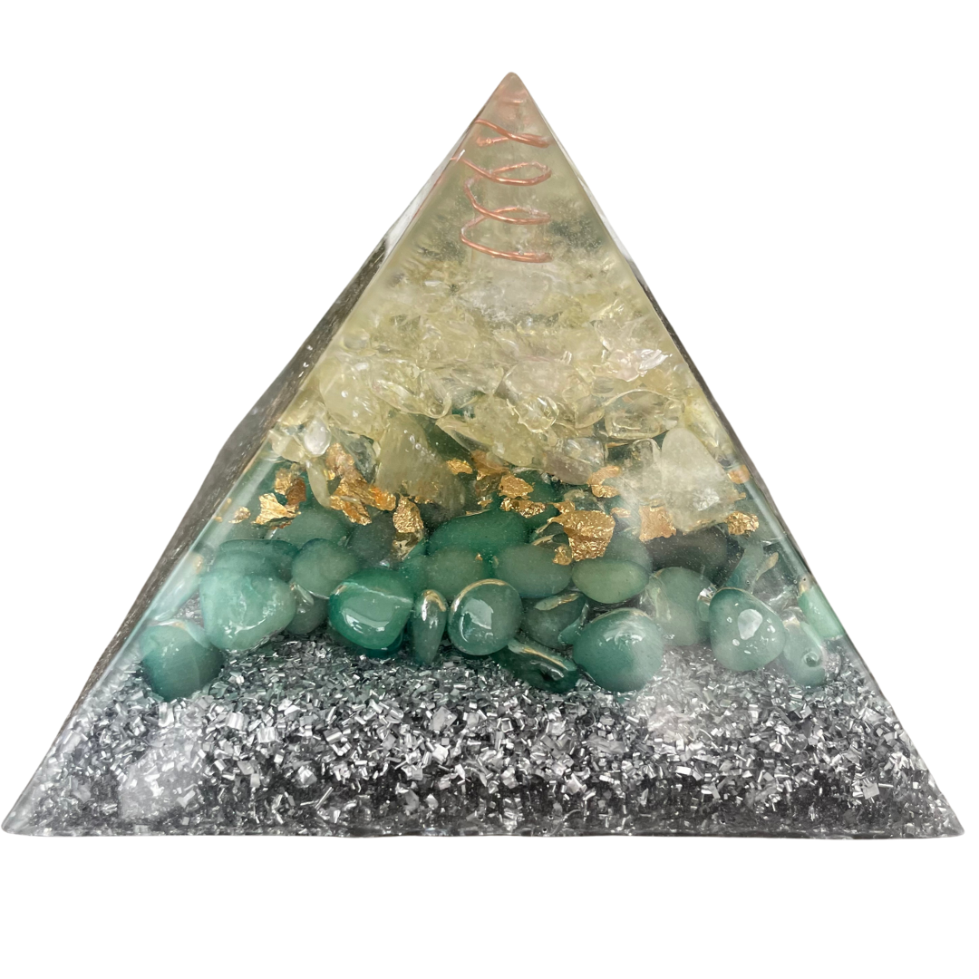 Gemstone Orgone Pyramid -  Citrine, Aventurine and Clear Quartz