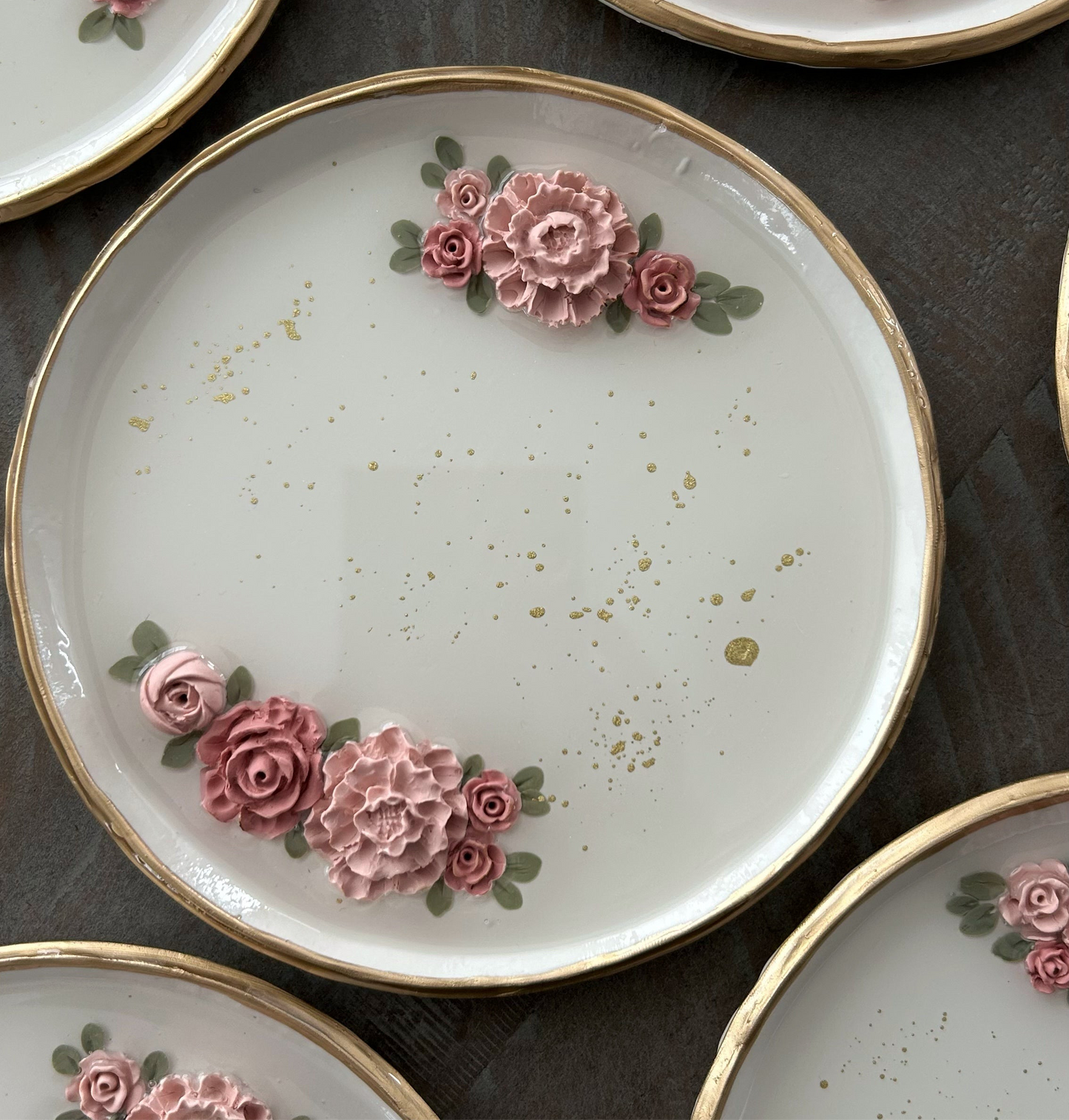 Floral Jewelry Trinket Tray- Pink Flowers