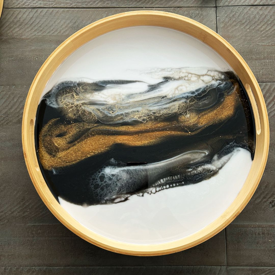 Bamboo Tray - Black, White, Gold