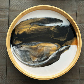 Bamboo Tray - Black, White, Gold