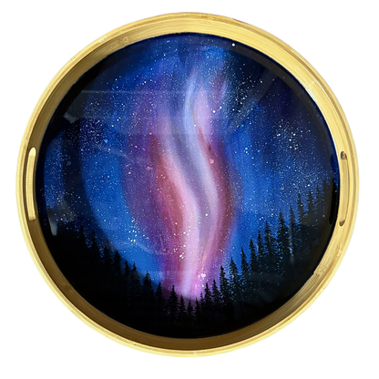 Starry Night hand painted wooden tray - Bamboo Tray - Hand painted