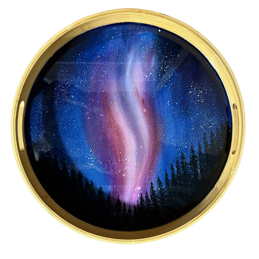 Starry Night hand painted wooden tray - Bamboo Tray - Hand painted