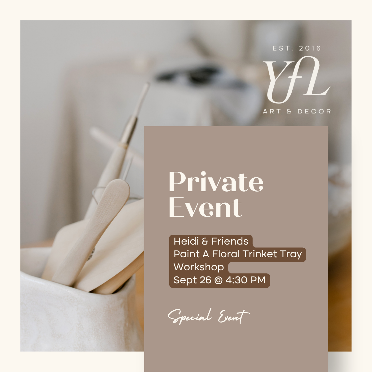 🎨 Private Booking - Heidi & Friends – 📅 Sept 26 · 4:30 PM - Paint Your Own Floral Trinket Dish