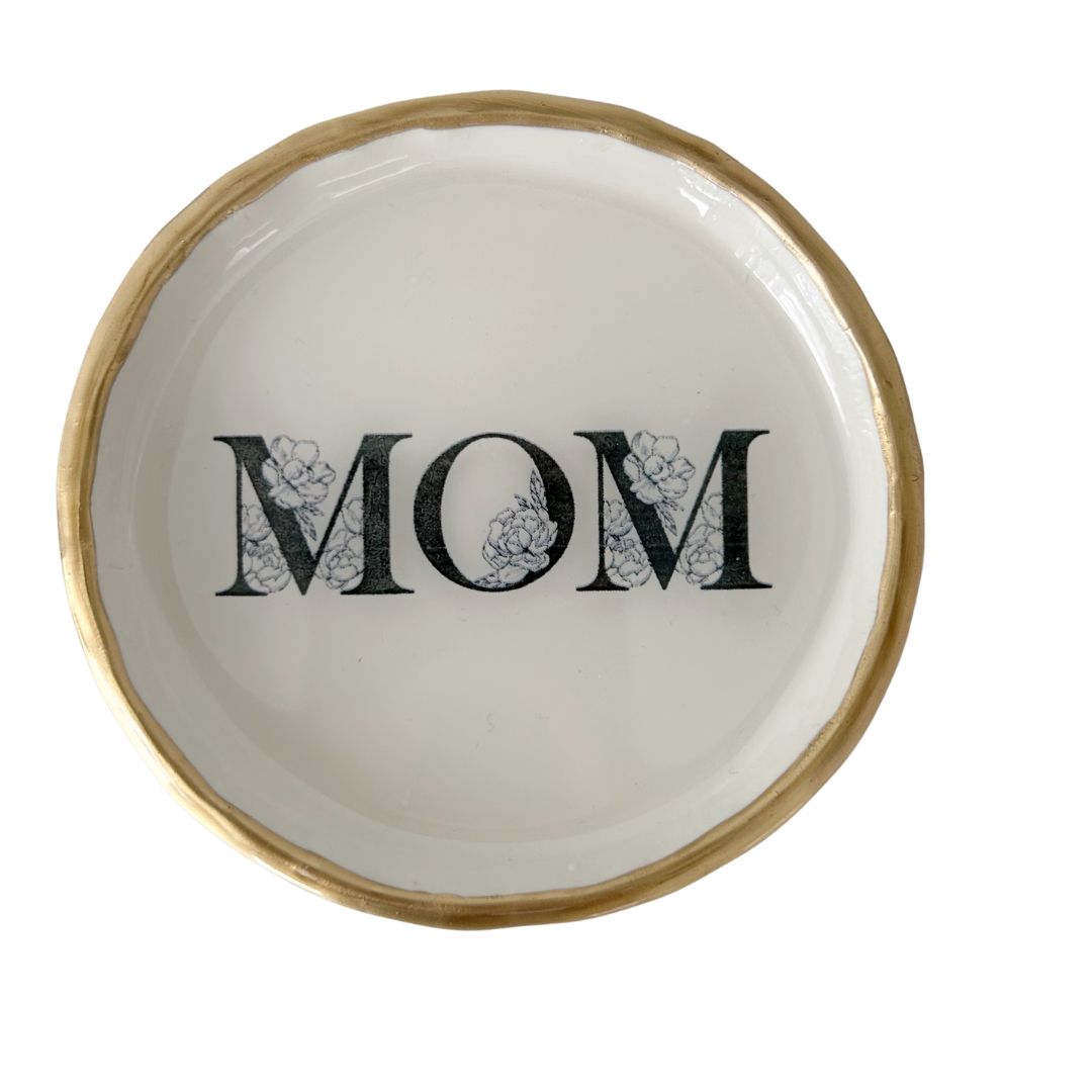 MOM - Black and White Florals - Ring Dish