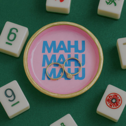 Mahjong Ring Dish – “Mahj Mahj Mahj” Jewelry Tray for Mahjong Lovers