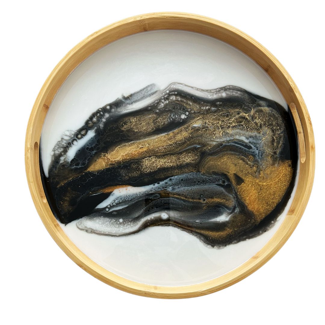 Bamboo Tray - Black, White, Gold