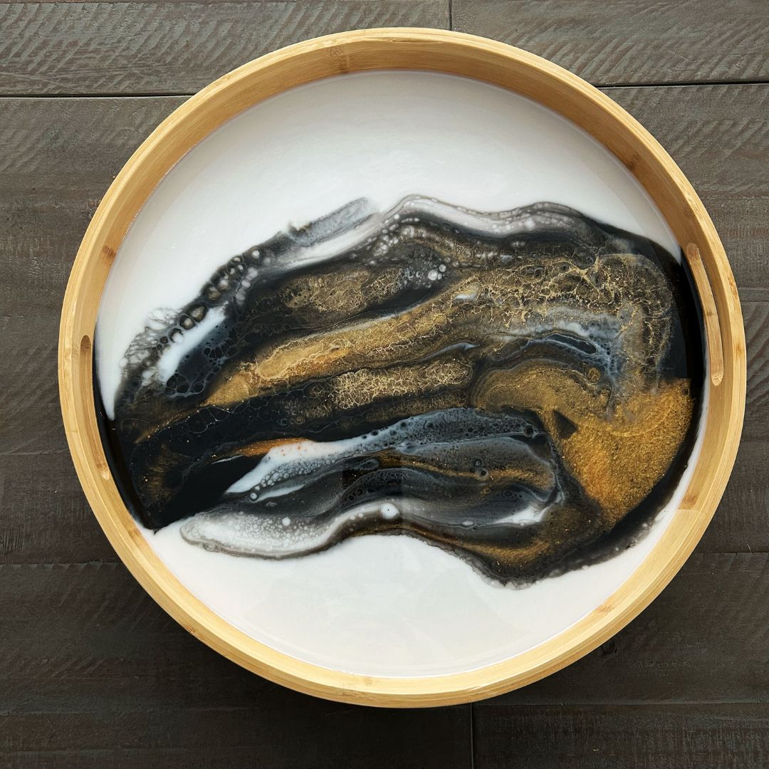 Bamboo Tray - Black, White, Gold