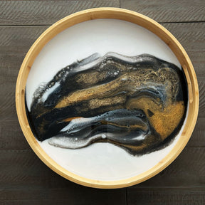 Bamboo Tray - Black, White, Gold