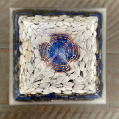 Gemstone Orgone Pyramid - Howlite, Lapis Lazuli and Blue Angel Aura Quartz