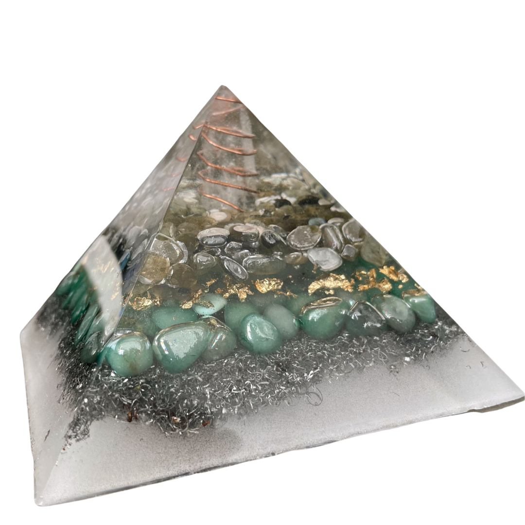 Gemstone Orgone Pyramid - Aventurine, Labradorite, and Clear Quartz