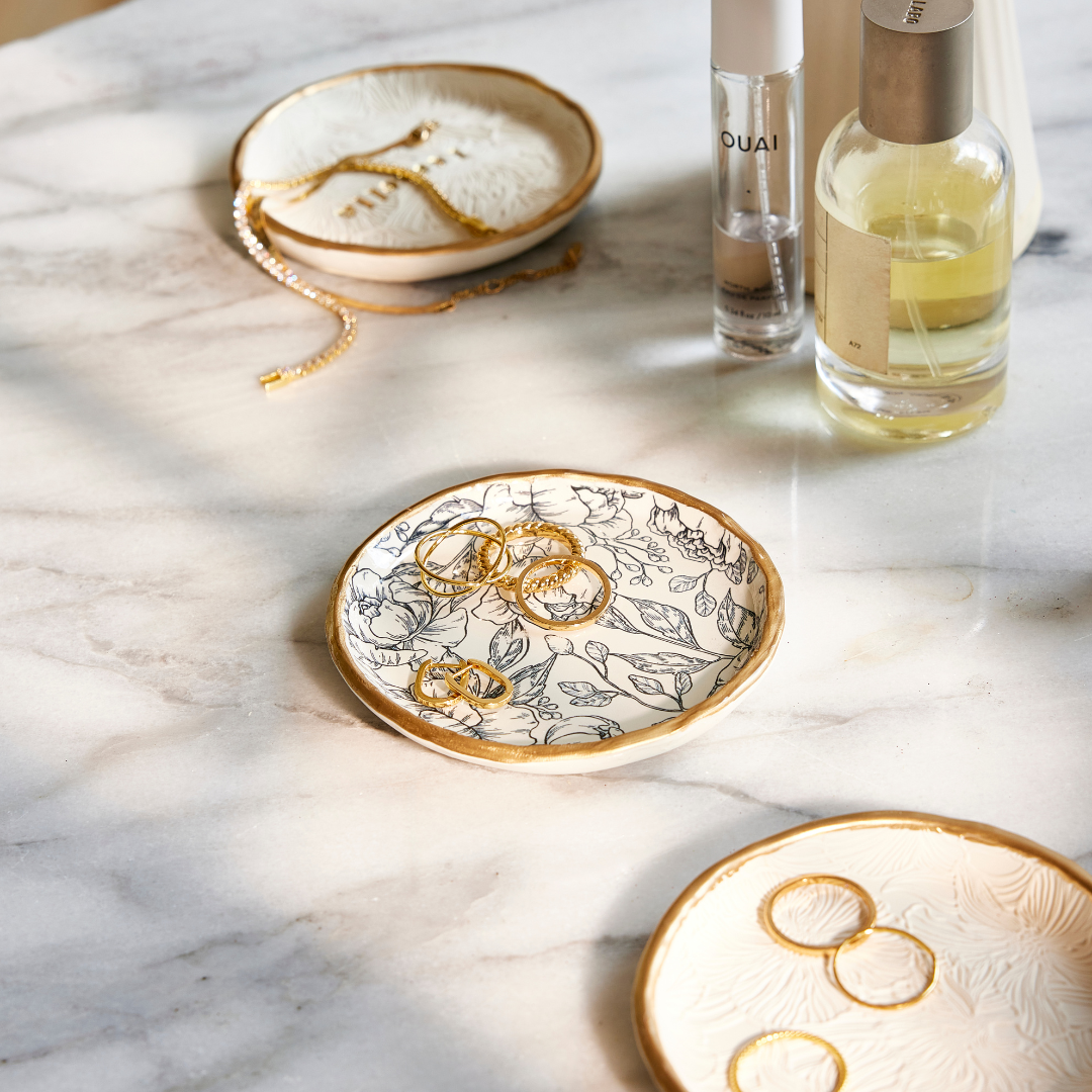 Peony Line Art - Ring Dish