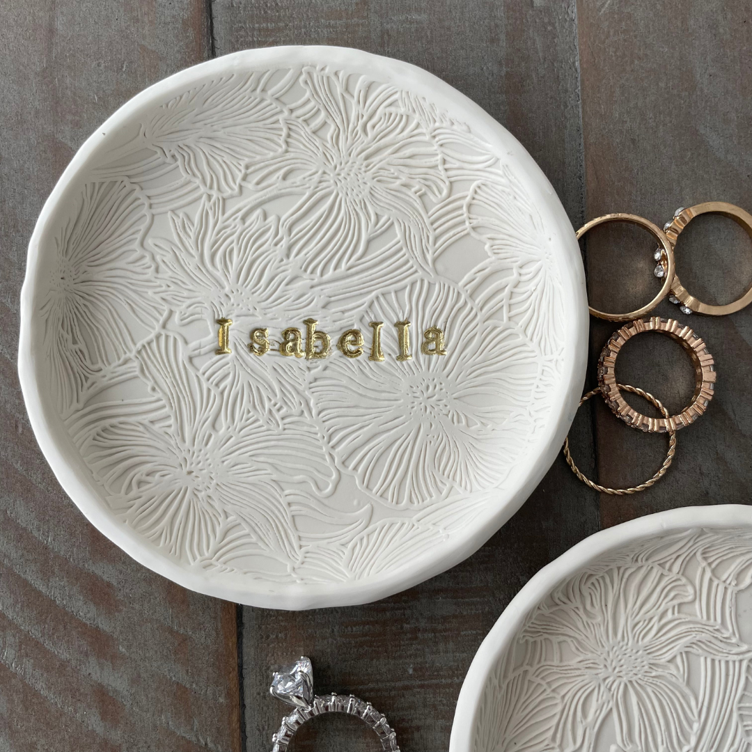 Personalized Floral Ring Dish: Perfect for Weddings, Engagements, and Special Occasions- MADE TO ORDER