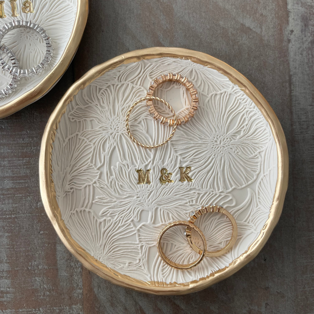 Personalized Floral Ring Dish: Perfect for Weddings, Engagements, and Special Occasions- MADE TO ORDER