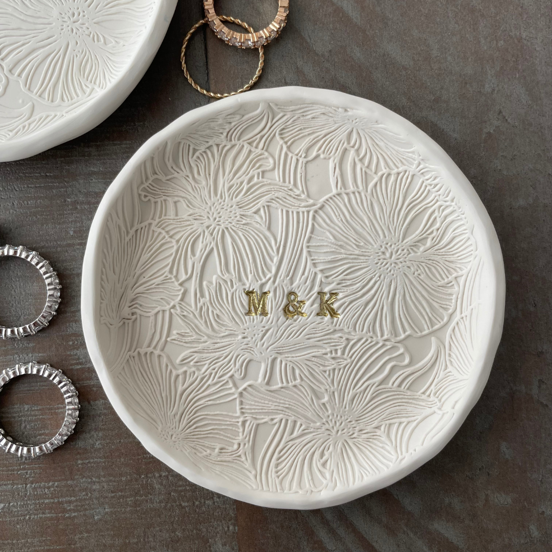 Personalized Floral Ring Dish: Perfect for Weddings, Engagements, and Special Occasions- MADE TO ORDER