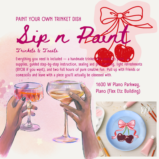Paint A Trinket Dish - Trinkets & Toasts - (Beginner Friendly) CHERRY + BOW