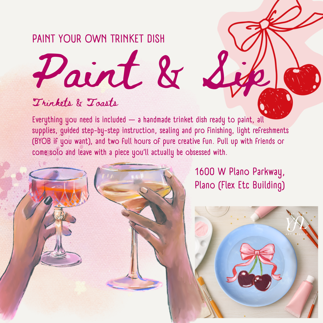 Paint A Trinket Dish - Trinkets & Toasts - (Beginner Friendly) CHERRY + BOW