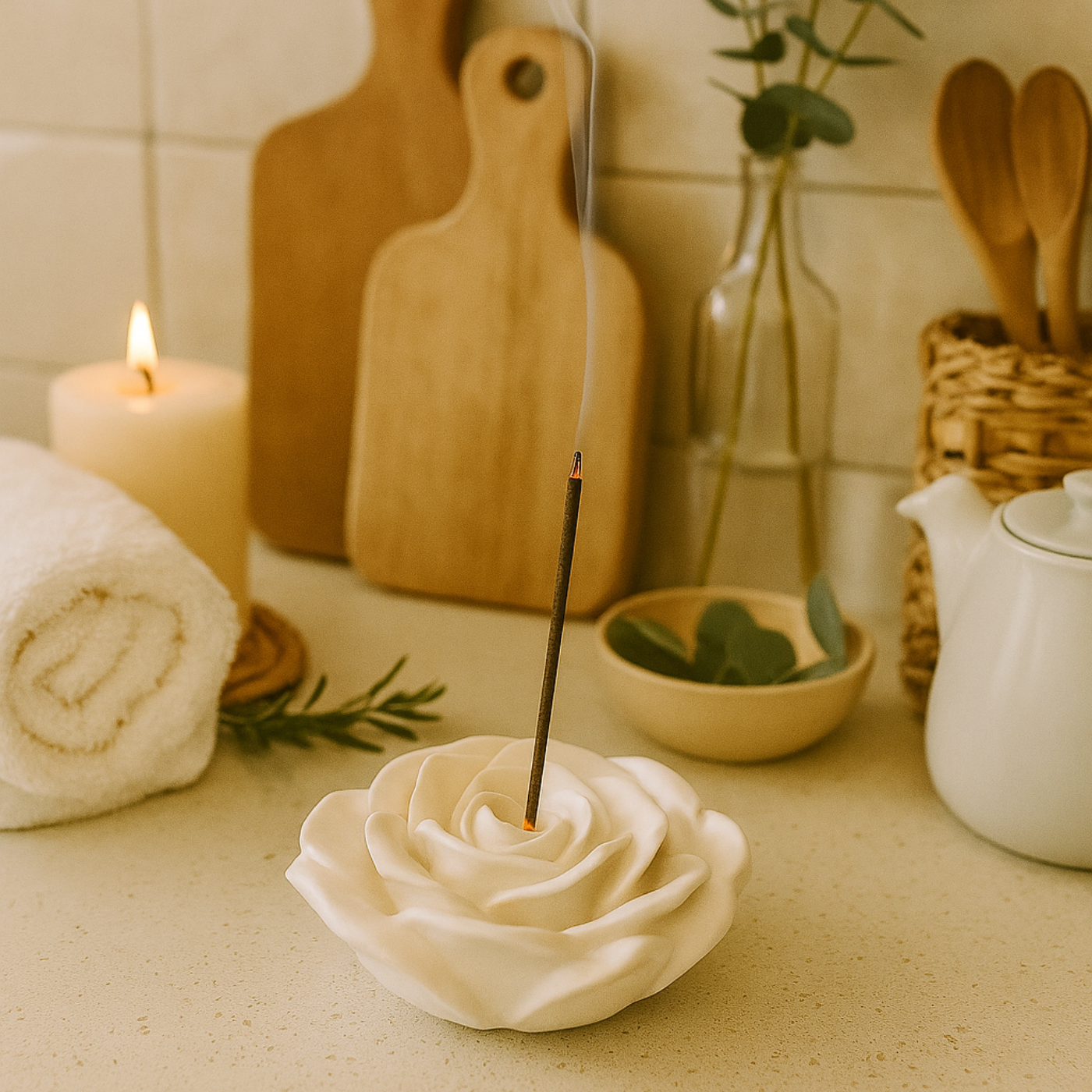Rose Incense Holder - WHITE (MADE TO ORDER)