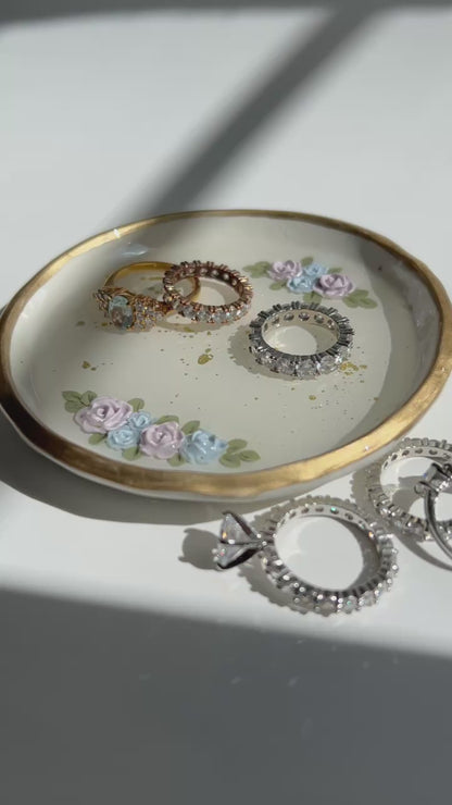 Roses - Ring Dish - Purple Blue roses