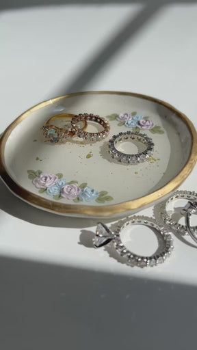 Roses - Ring Dish - Purple Blue roses