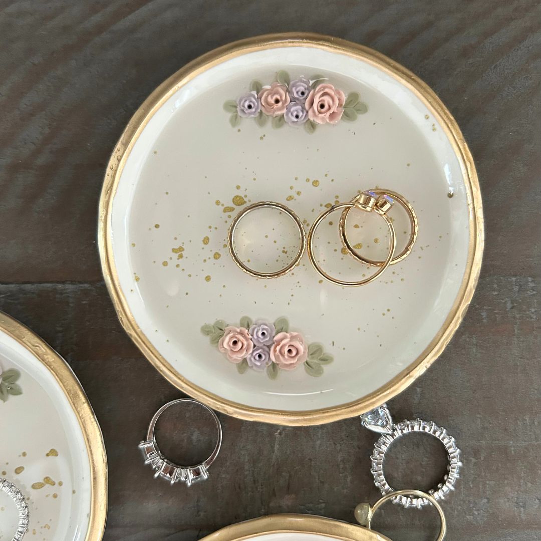 Roses - Ring Dish - Pink Purple roses