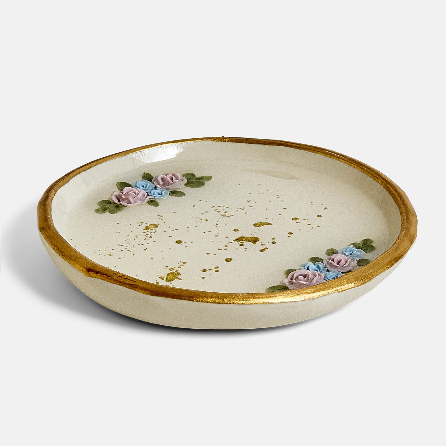 Roses - Ring Dish - Purple Blue roses
