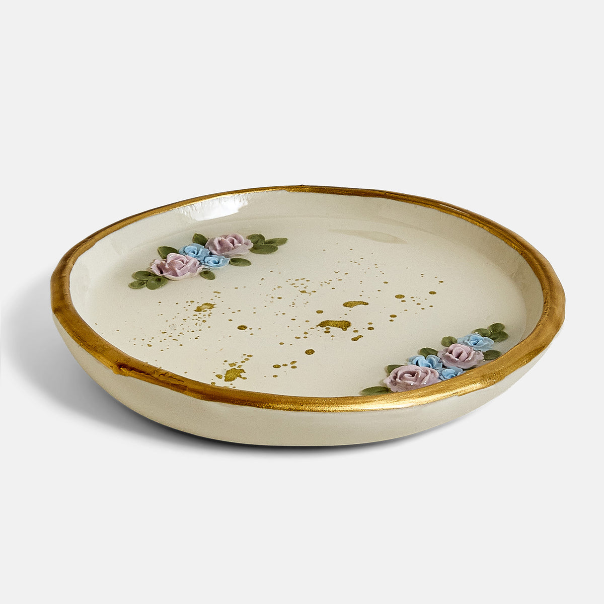 Roses - Ring Dish - Purple Blue roses
