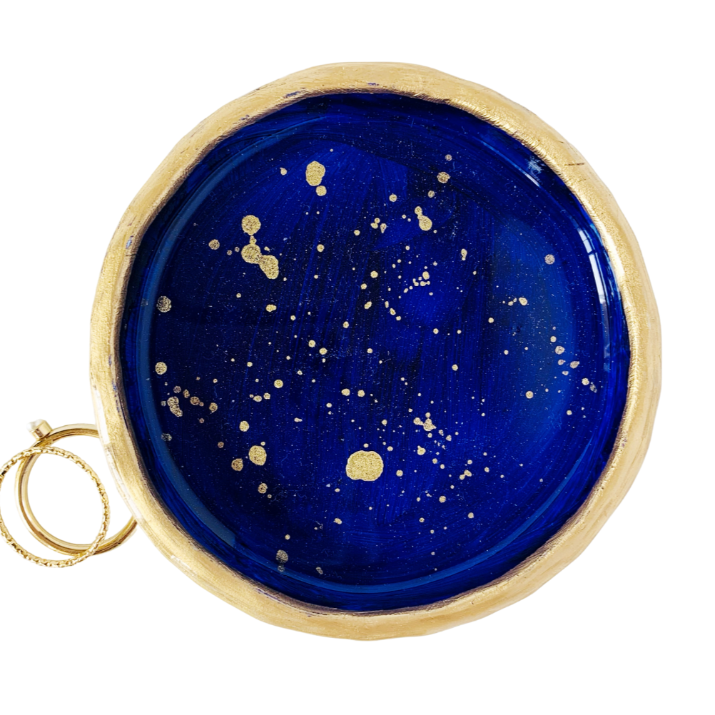 Navy blue ring jewelry dish handmade in Canada