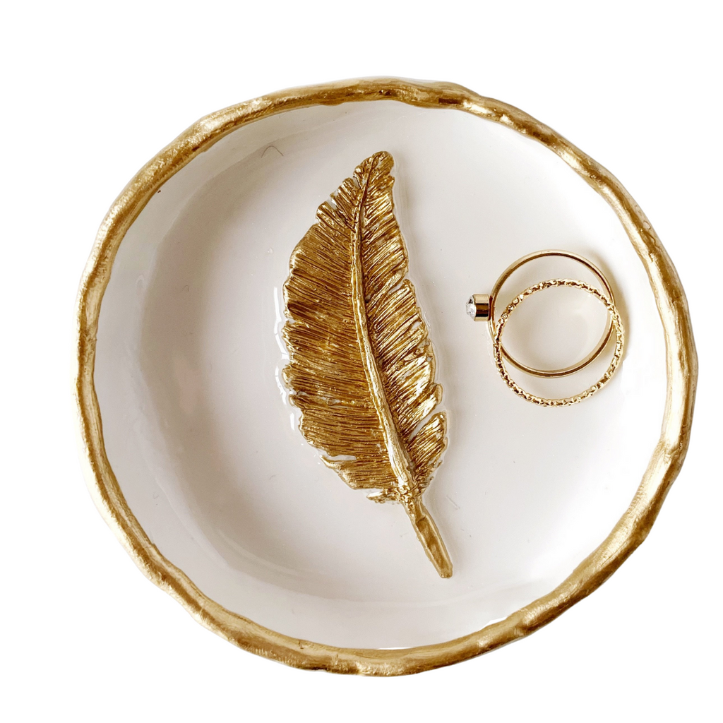 Gold Feather Ring Dish (Discontinued)