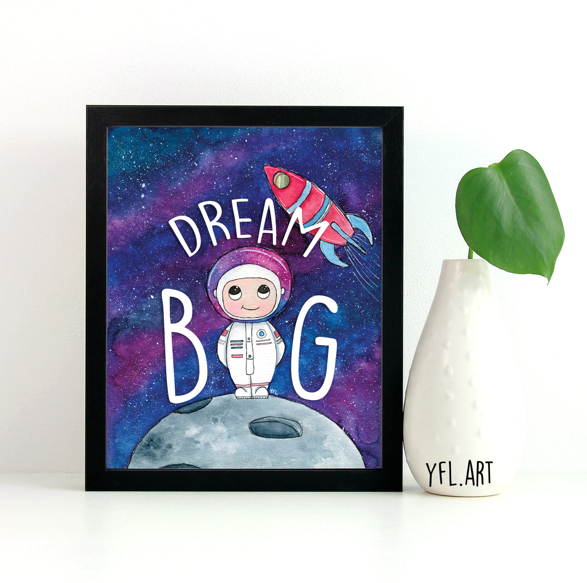 Astronaut Nursery Print - Dream Big - Watercolour illustration by YFL.ART