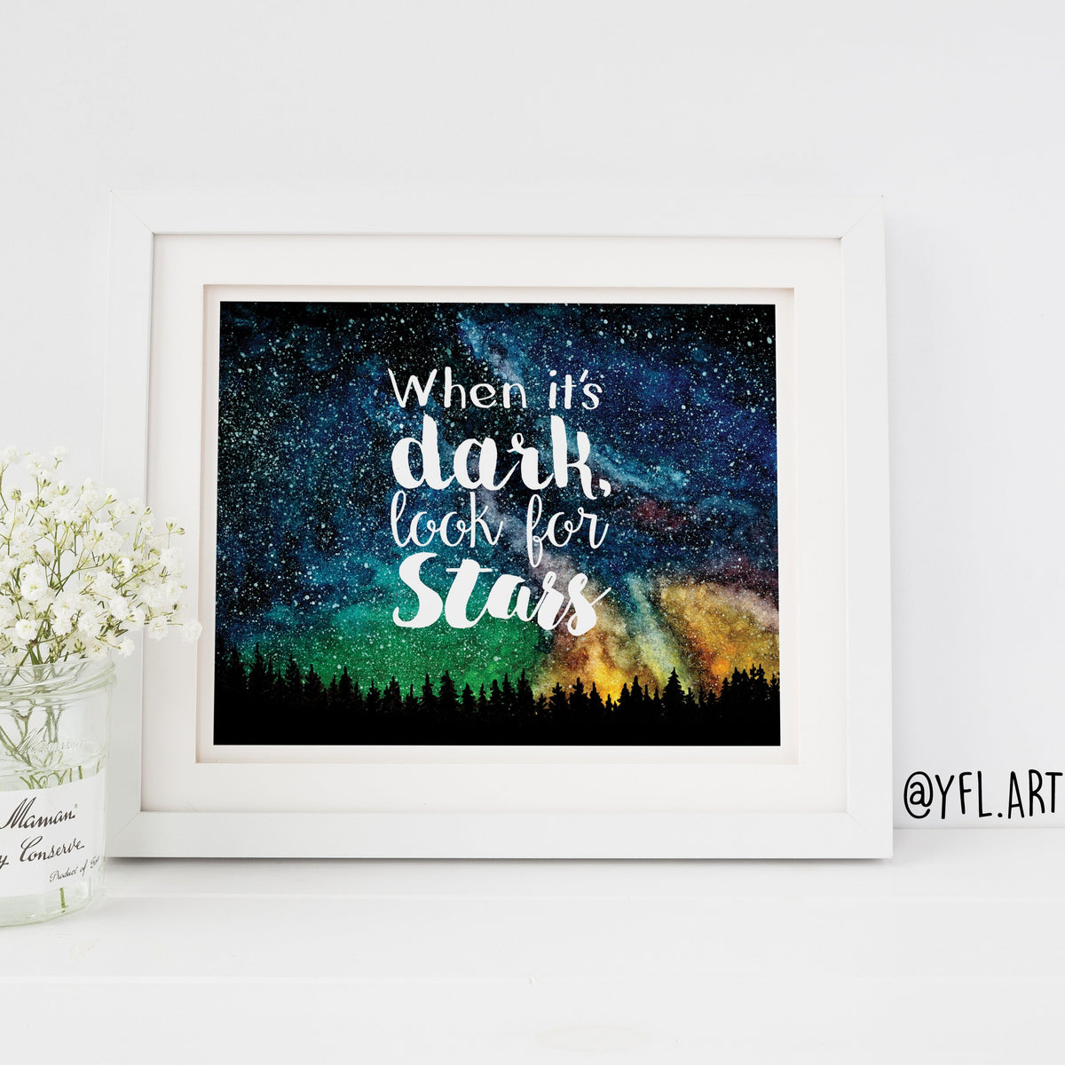 When it's dark look for stars - Download - Watercolour print or wallpaper