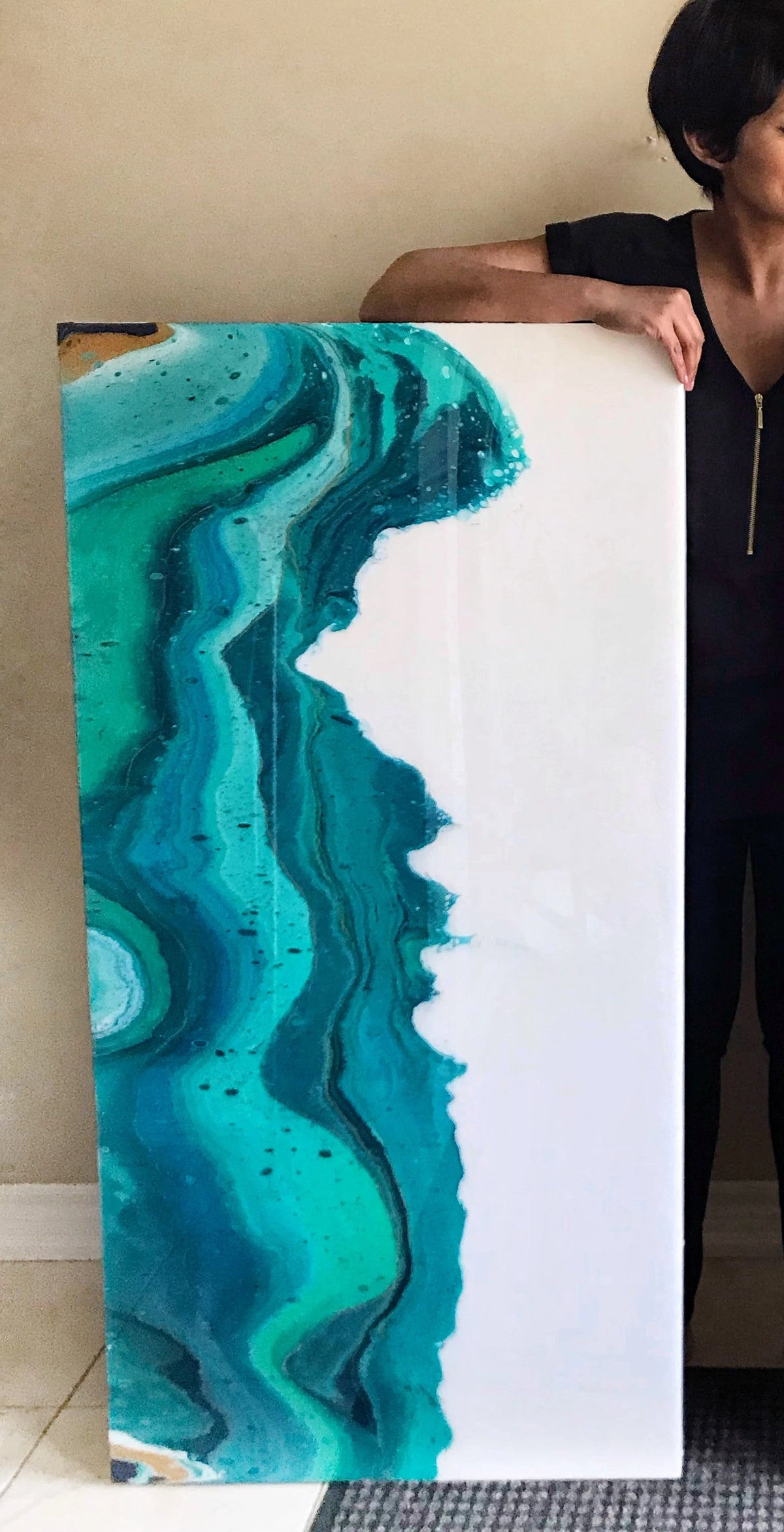 Original Paintings - "Water Hills I & II" - Acrylic painting with Resin finish
