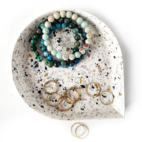THE BLANC COLLECTION -TERRAZZO - Tear Drop Jewellery Tray with Sea Shells