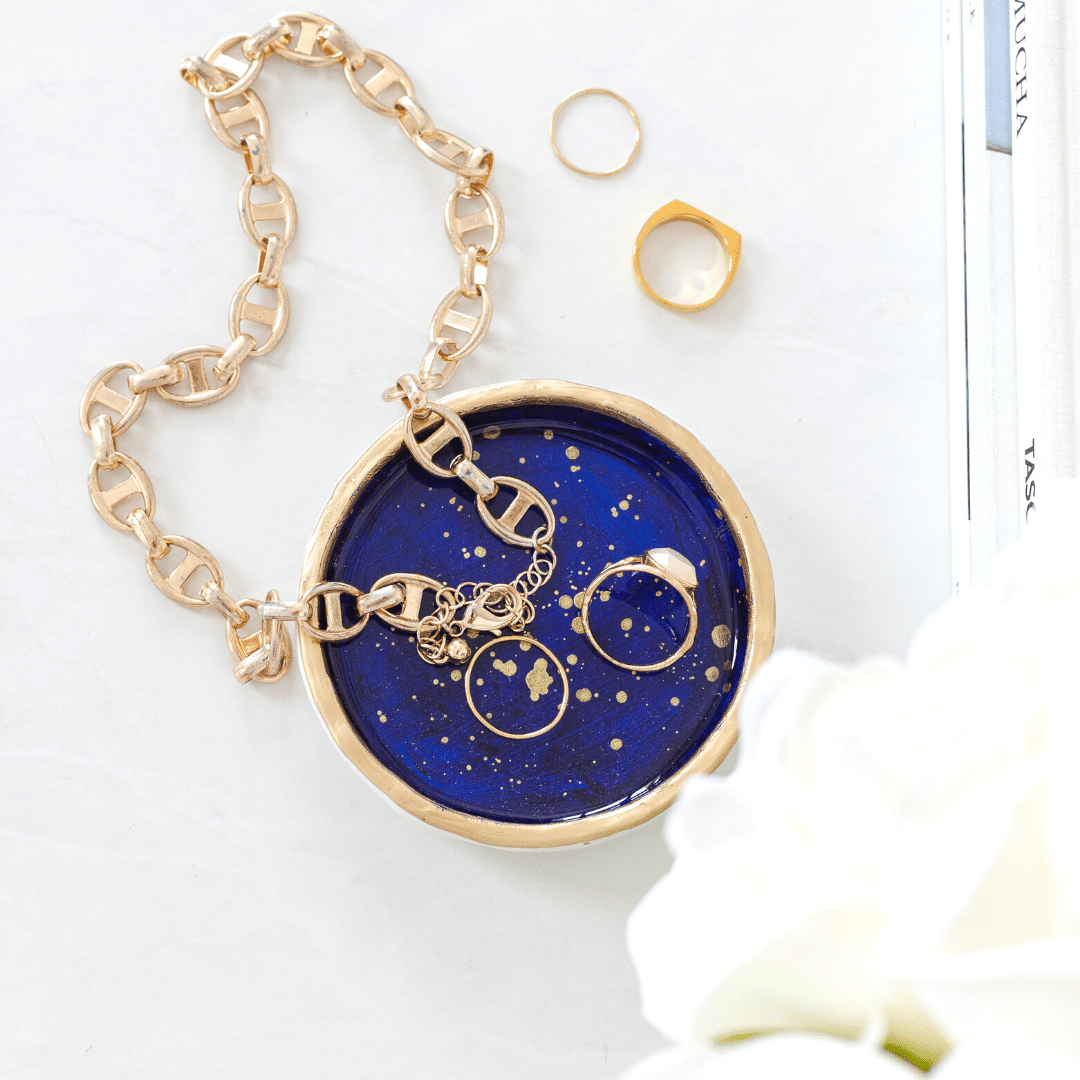 Navy with gold splatter - Ring Dish