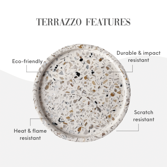 THE BLANC COLLECTION -TERRAZZO - Tear Drop Jewellery Tray with Sea Shells