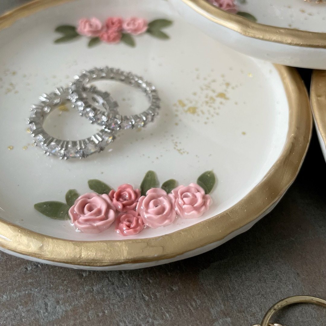 Floral Ring Dish - Pink floral theme