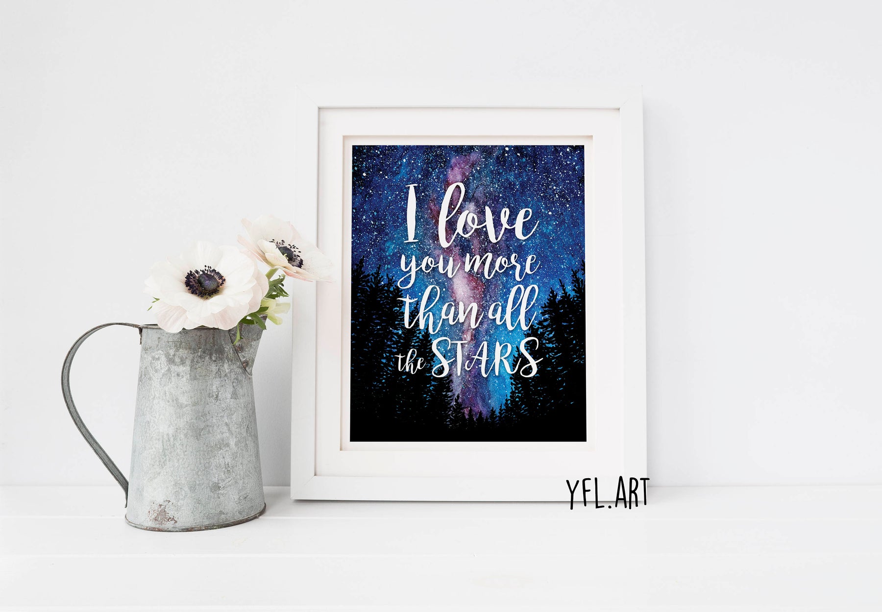 I love you more than all the stars - Watercolor Art Print - Digital Download