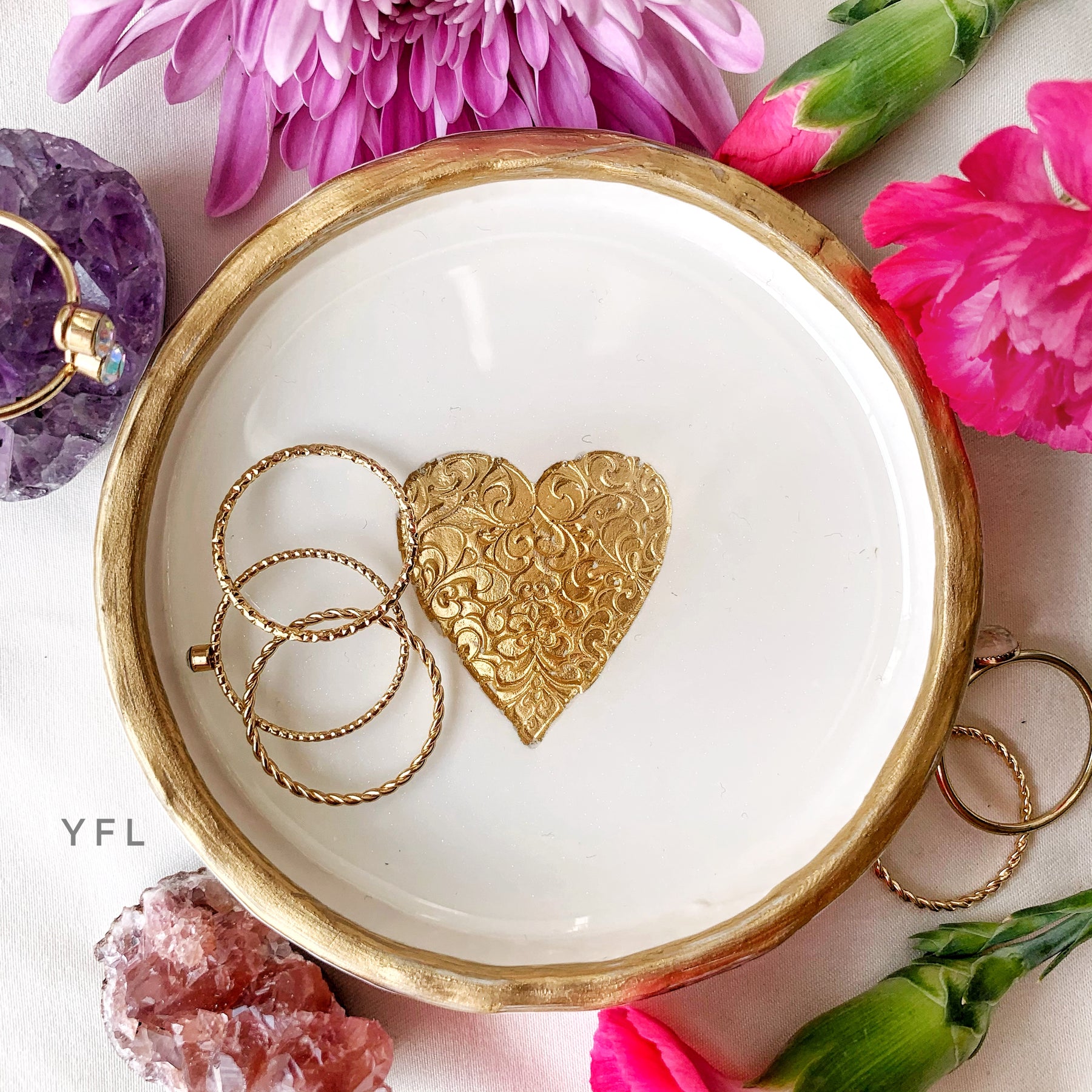 Personalized Ring Dish - Heart Shape - Bach Bride